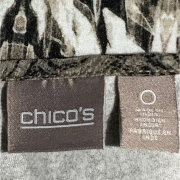 Chicos Brown Animal Leopard Paisley Print Quarter Sleeve Keyhole Tunic Top Small - Picture 4 of 8